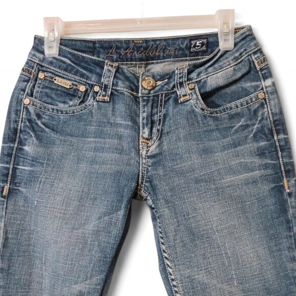 Y2K LA Idol Embroidered Jeans – Western Glam Bling Denim – Size 5 - Picture 4 of 10